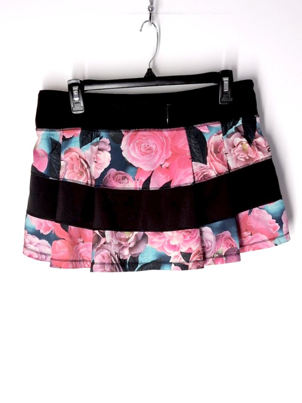 Lululemon Secret Garden Pace Rival Skirt 8 pink/black floral vintage running - Picture 3 of 4